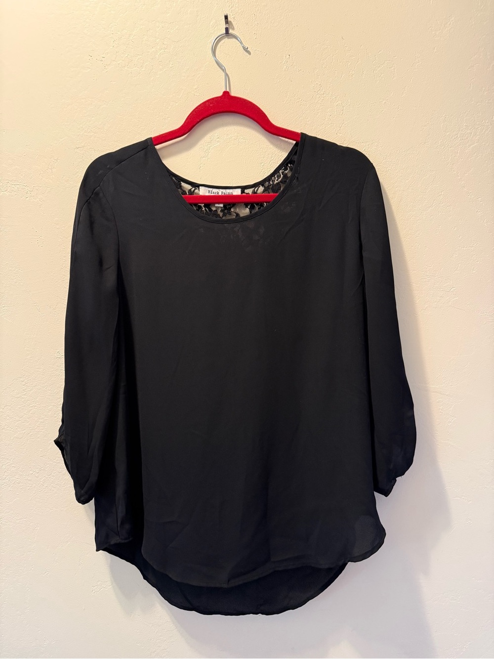 Black Rainn Black Sheer Back Blouse